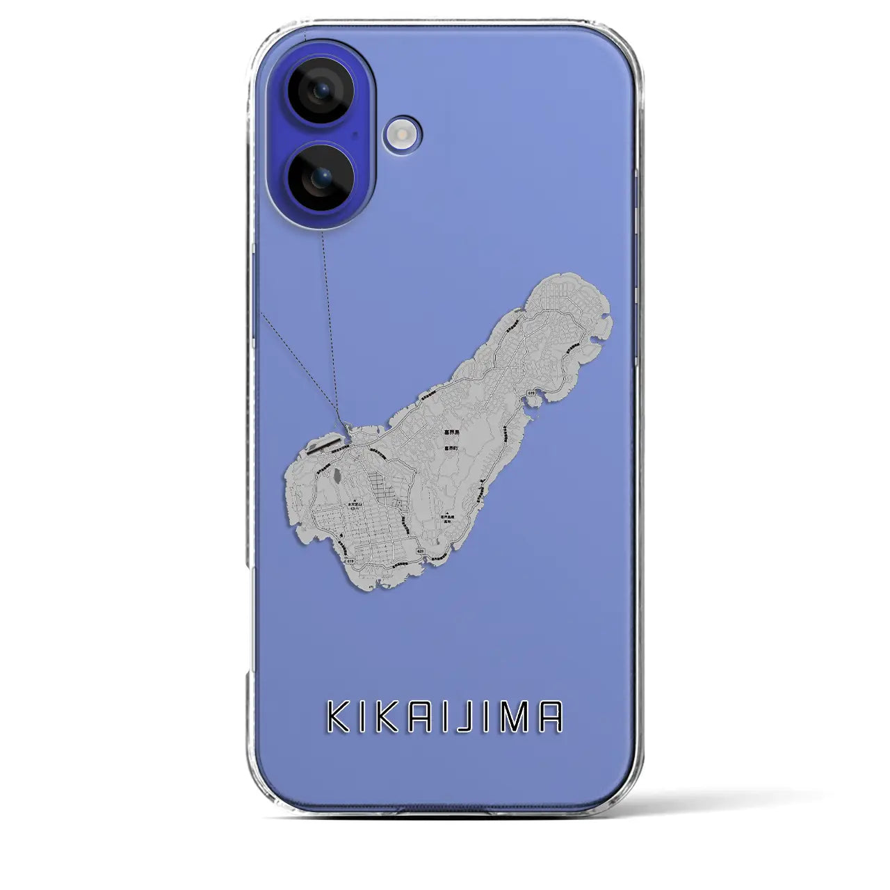 【喜界島（鹿児島県）】地図柄iPhoneケース（クリアタイプ）モノトーン・iPhone 16 Pro Max 用