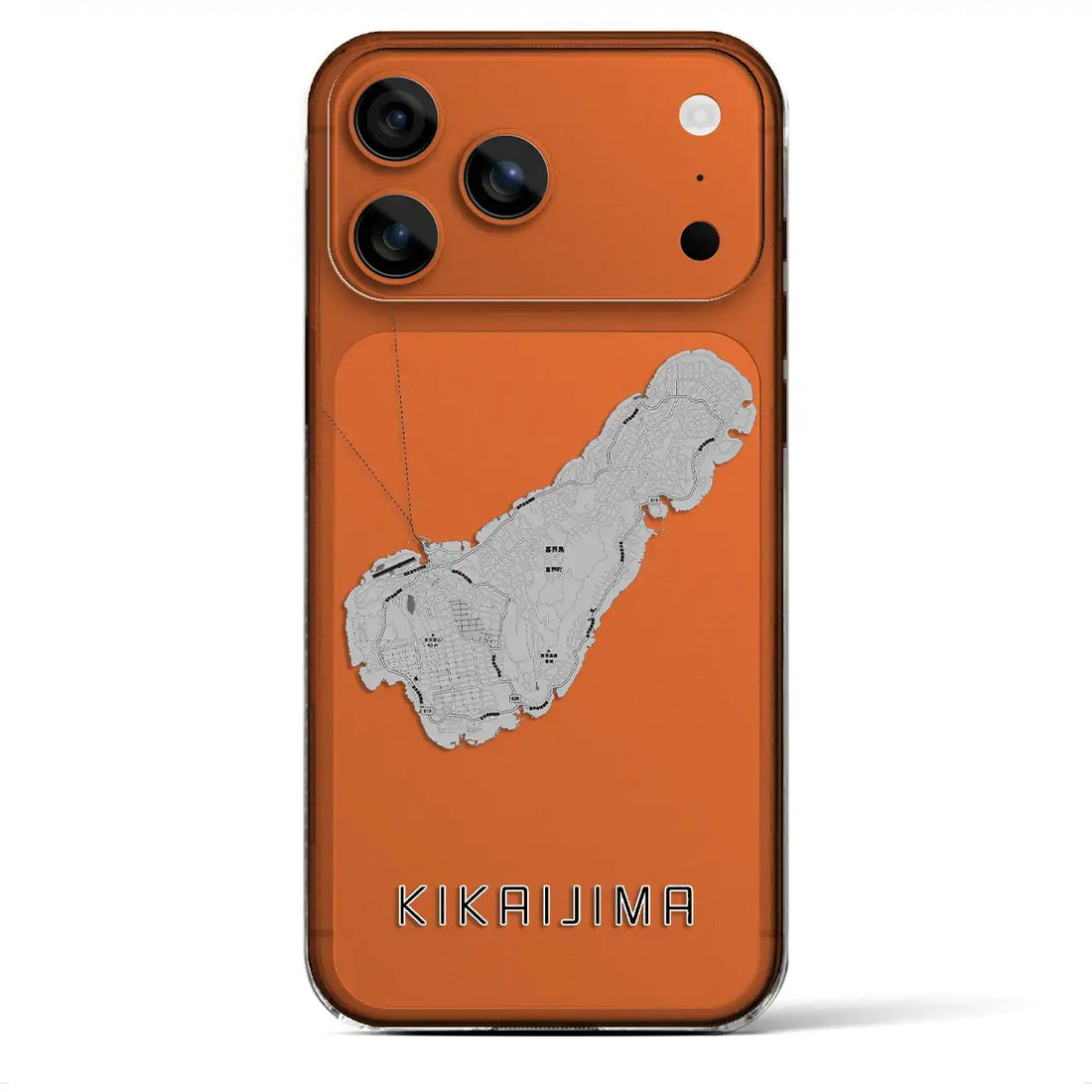 【喜界島(鹿児島県)】地図柄iPhoneケース(クリアタイプ)モノトーン・iPhone 17 Pro Max 用