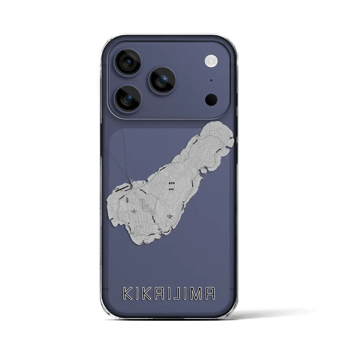 【喜界島(鹿児島県)】地図柄iPhoneケース(クリアタイプ)モノトーン・iPhone 17 Pro Max 用