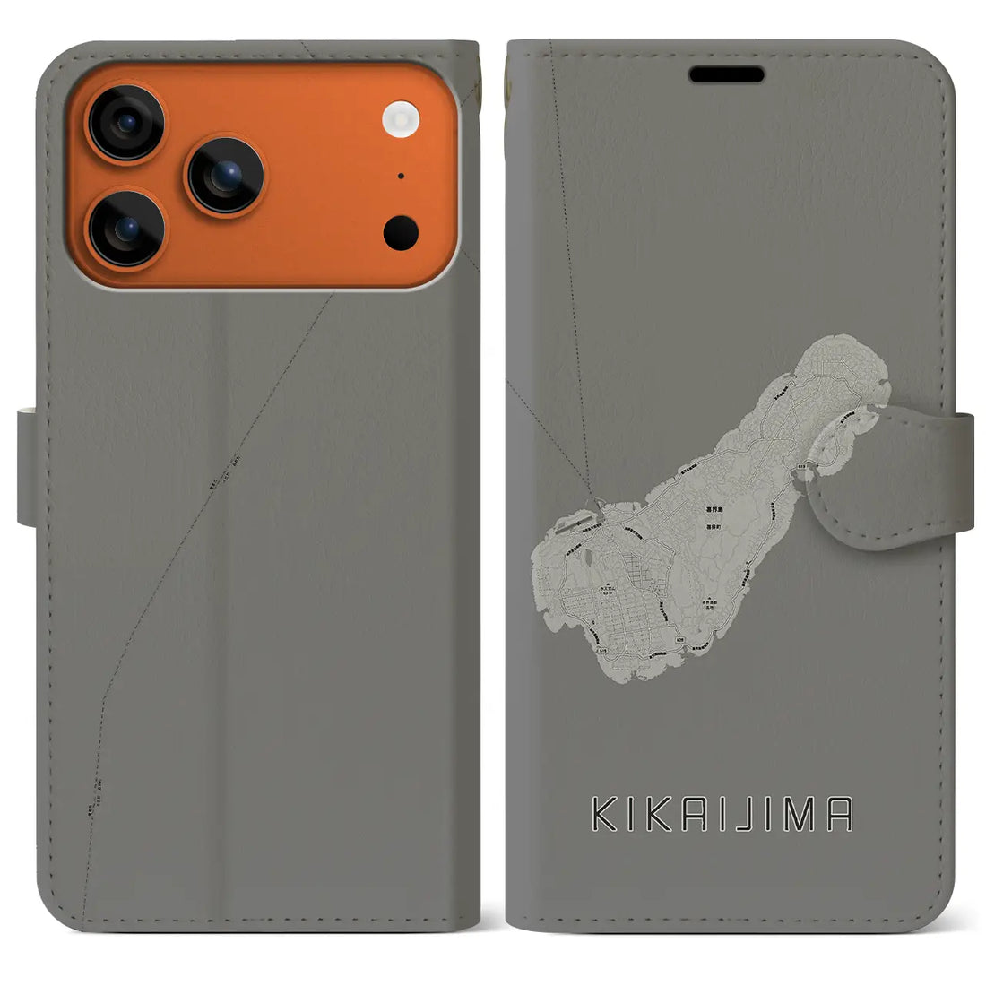 【喜界島（鹿児島県）】地図柄iPhoneケース（手帳タイプ）