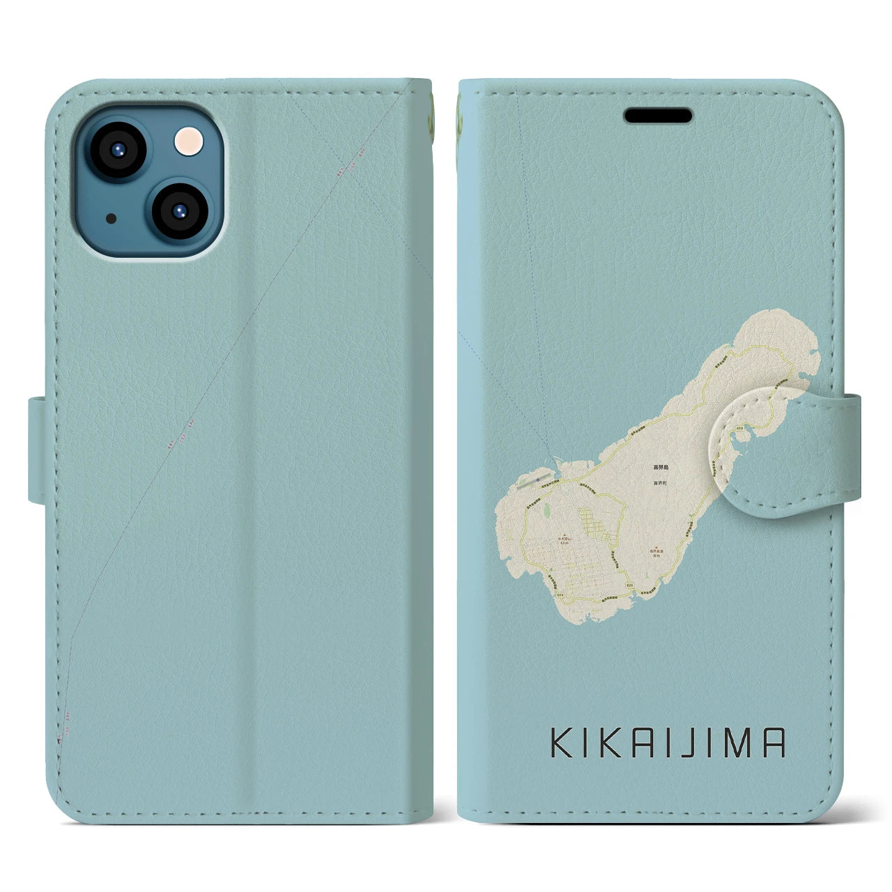 【喜界島（鹿児島県）】地図柄iPhoneケース（手帳タイプ）