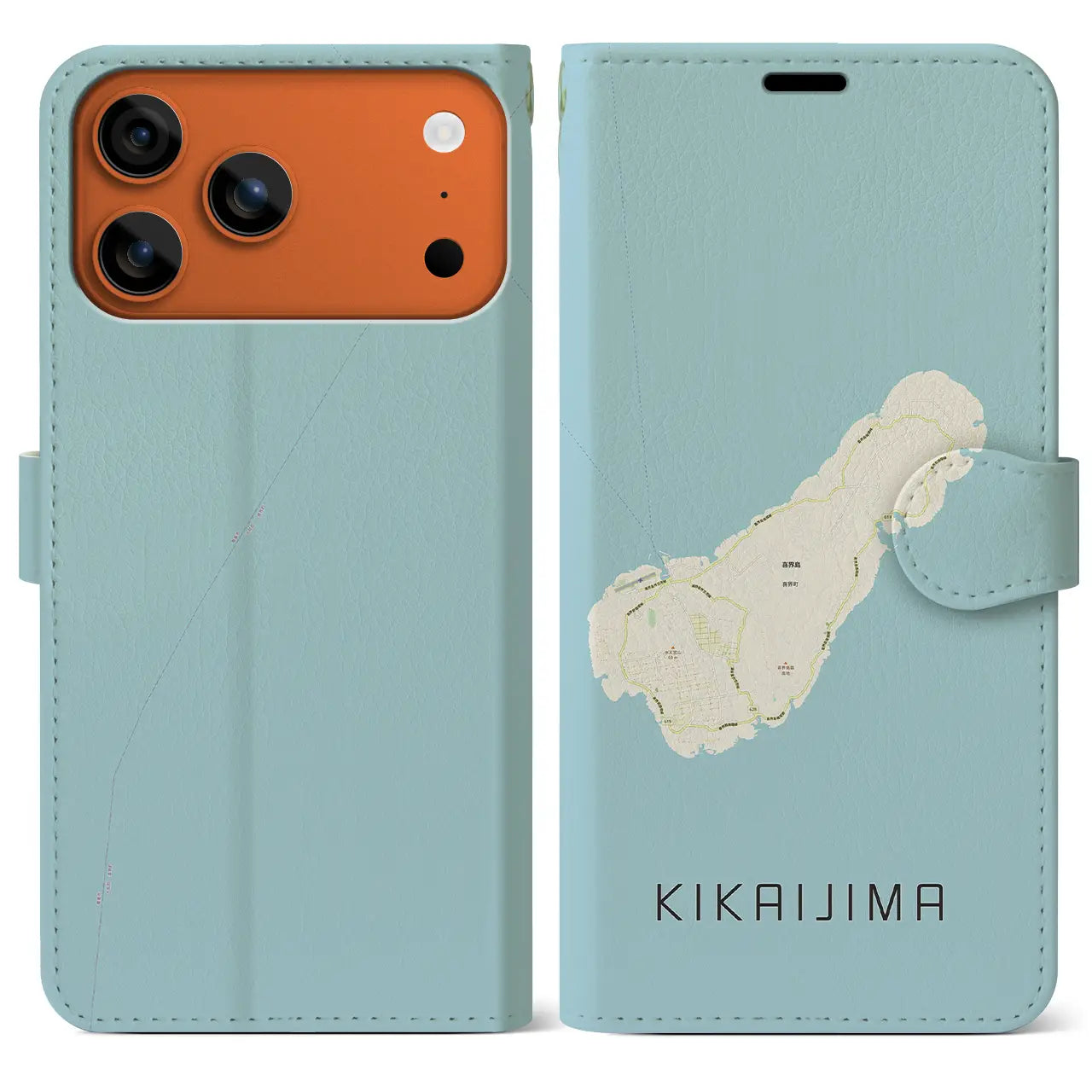 【喜界島（鹿児島県）】地図柄iPhoneケース（手帳タイプ）