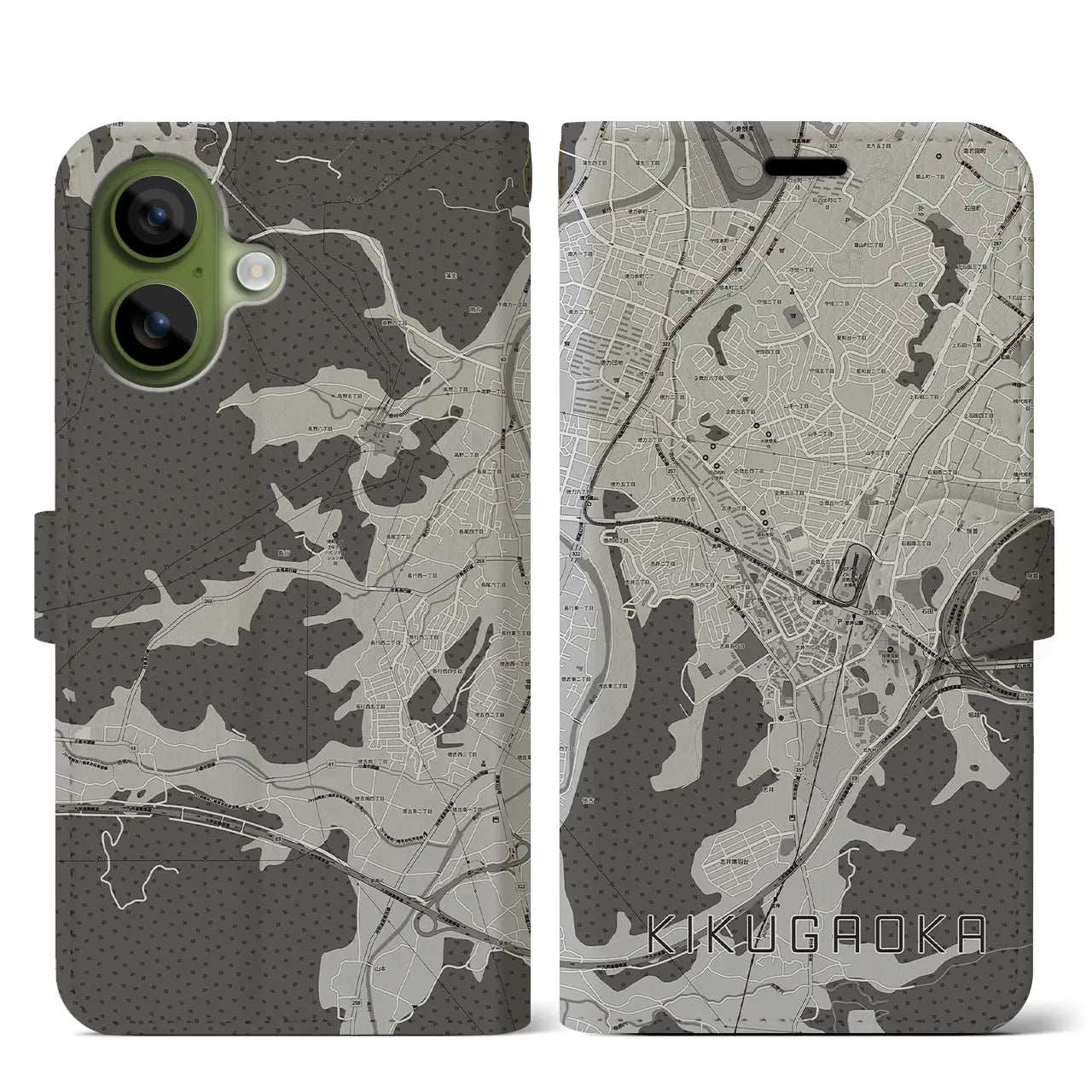 【企救丘（福岡県）】地図柄iPhoneケース（手帳タイプ）