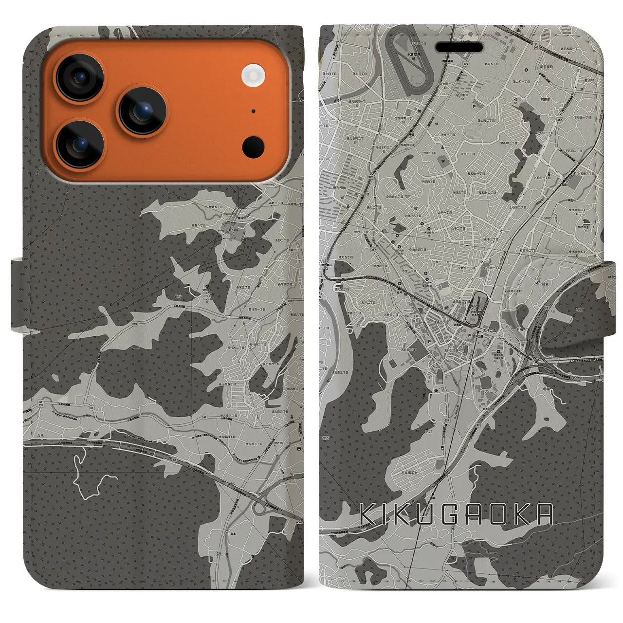 【企救丘（福岡県）】地図柄iPhoneケース（手帳タイプ）