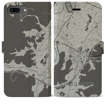 【企救丘（福岡県）】地図柄iPhoneケース（手帳タイプ）モノトーン・iPhone 8Plus /7Plus / 6sPlus / 6Plus 用