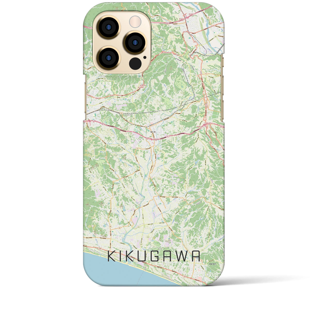 【菊川（静岡県）】地図柄iPhoneケース（バックカバータイプ）ナチュラル・iPhone 12 Pro Max 用
