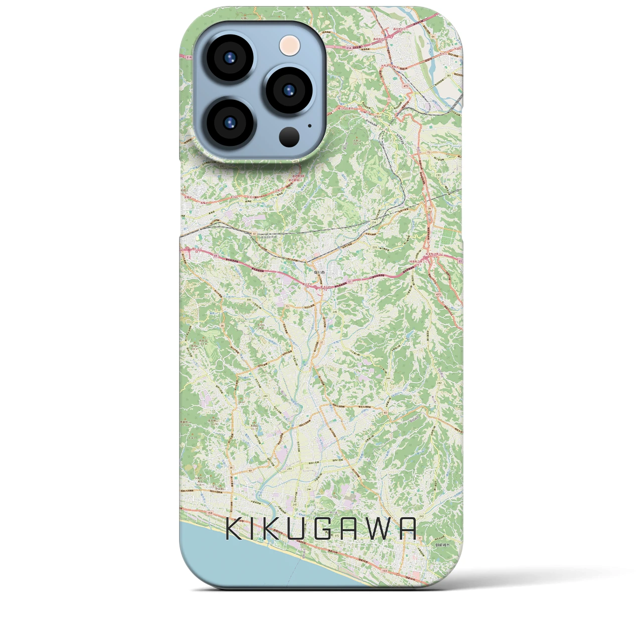 【菊川（静岡県）】地図柄iPhoneケース（バックカバータイプ）ナチュラル・iPhone 13 Pro Max 用