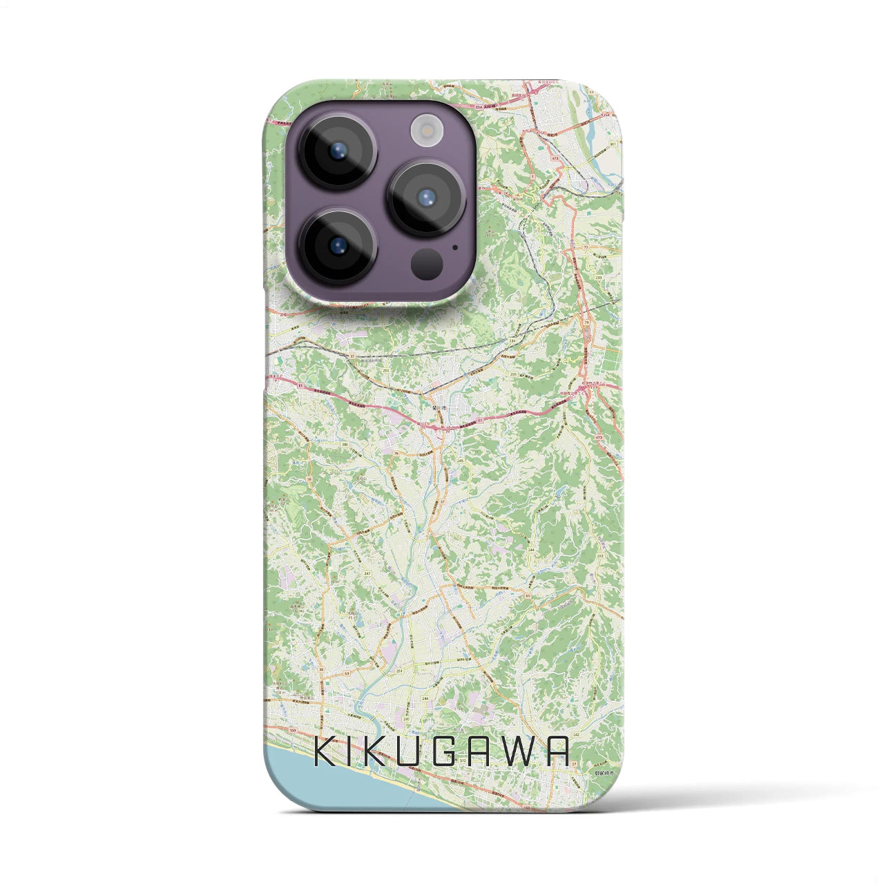 【菊川（静岡県）】地図柄iPhoneケース（バックカバータイプ）ナチュラル・iPhone 14 Pro 用