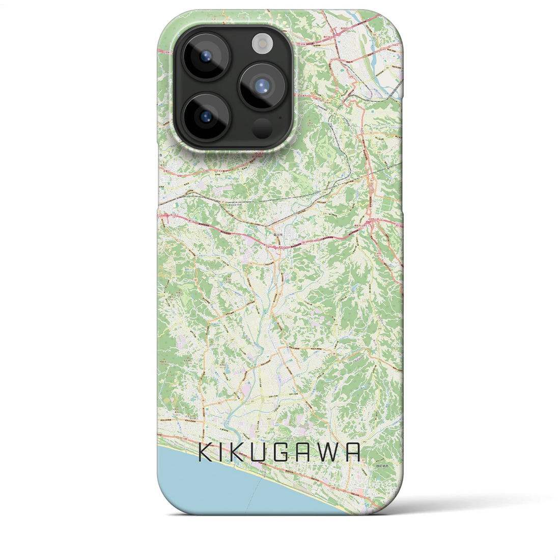 【菊川（静岡県）】地図柄iPhoneケース（バックカバータイプ）ナチュラル・iPhone 15 Pro Max 用
