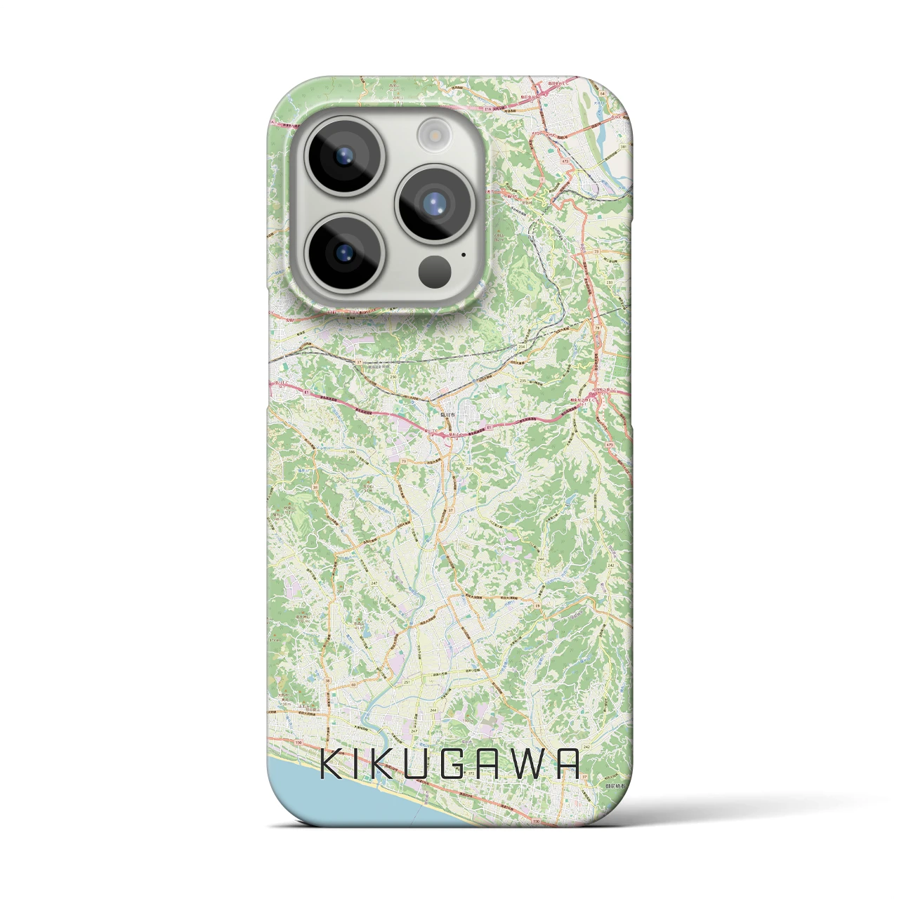 【菊川（静岡県）】地図柄iPhoneケース（バックカバータイプ）ナチュラル・iPhone 15 Pro 用
