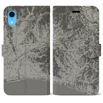 【菊川（静岡県）】地図柄iPhoneケース（手帳タイプ）モノトーン・iPhone XR 用