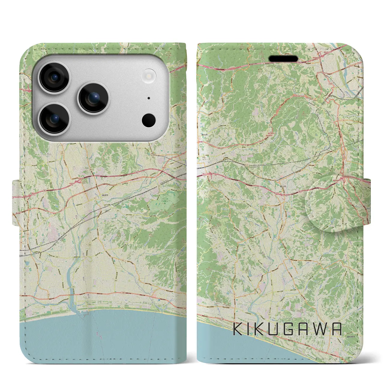 【菊川（静岡県）】地図柄iPhoneケース（手帳タイプ）