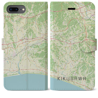 【菊川（静岡県）】地図柄iPhoneケース（手帳タイプ）ナチュラル・iPhone 8Plus /7Plus / 6sPlus / 6Plus 用