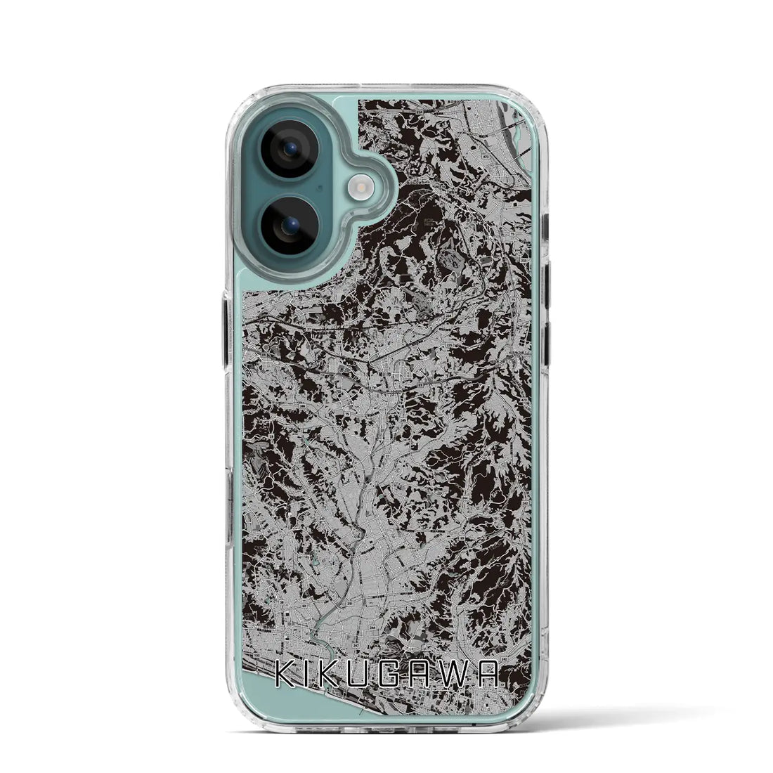 【菊川（静岡県）】地図柄iPhoneケース（MagSafeタイプ）モノトーン・iPhone 16 Pro 用