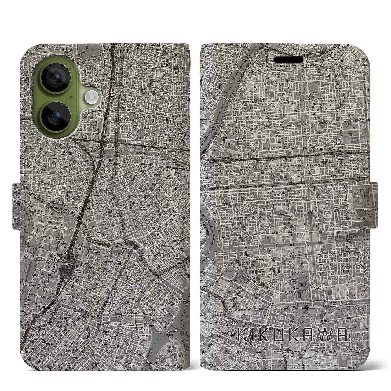 【菊川（東京都）】地図柄iPhoneケース（手帳タイプ）