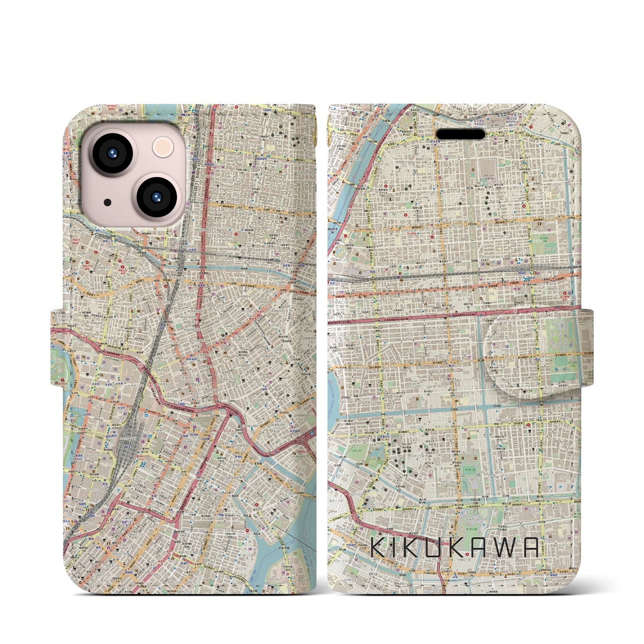 【菊川（東京都）】地図柄iPhoneケース（手帳タイプ）