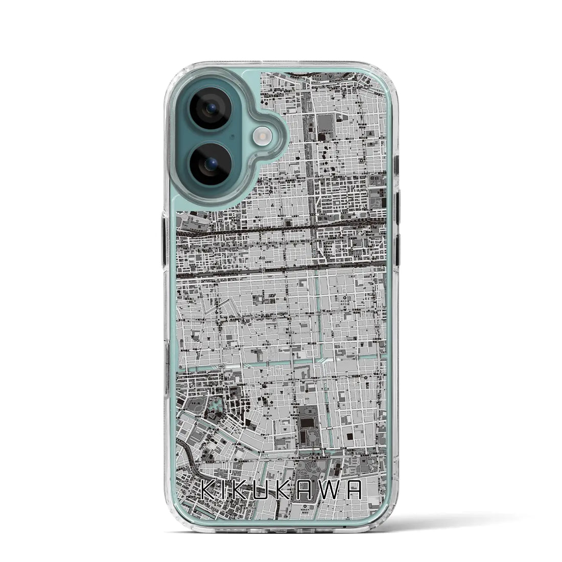 【菊川（東京都）】地図柄iPhoneケース（MagSafeタイプ）モノトーン・iPhone 16 Pro 用