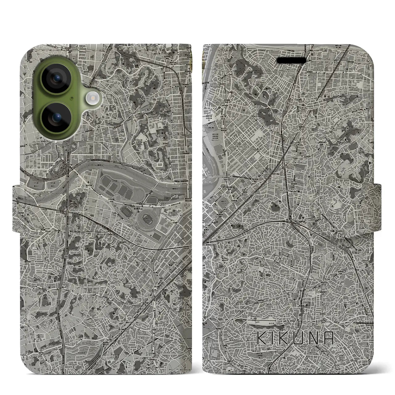 【菊名（神奈川県）】地図柄iPhoneケース（手帳タイプ）