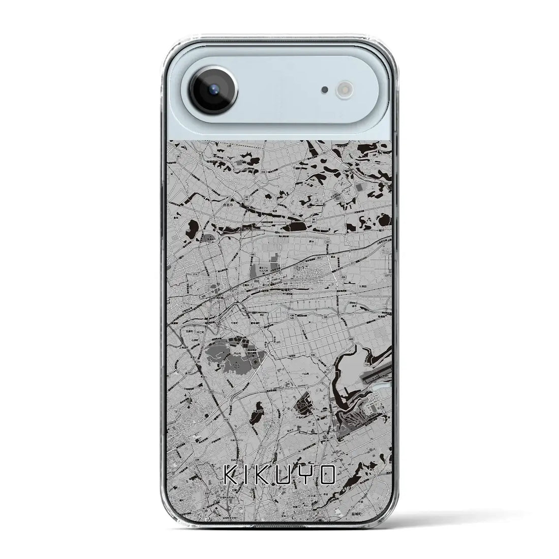 【菊陽(熊本県)】地図柄iPhoneケース(クリアタイプ)モノトーン・iPhone 17 Pro Max 用