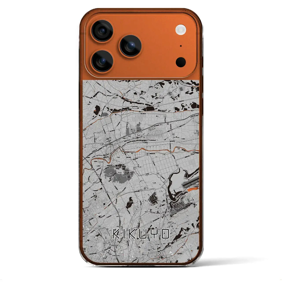 【菊陽(熊本県)】地図柄iPhoneケース(クリアタイプ)モノトーン・iPhone 17 Pro Max 用