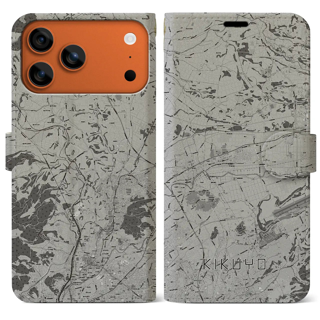 【菊陽（熊本県）】地図柄iPhoneケース（手帳タイプ）