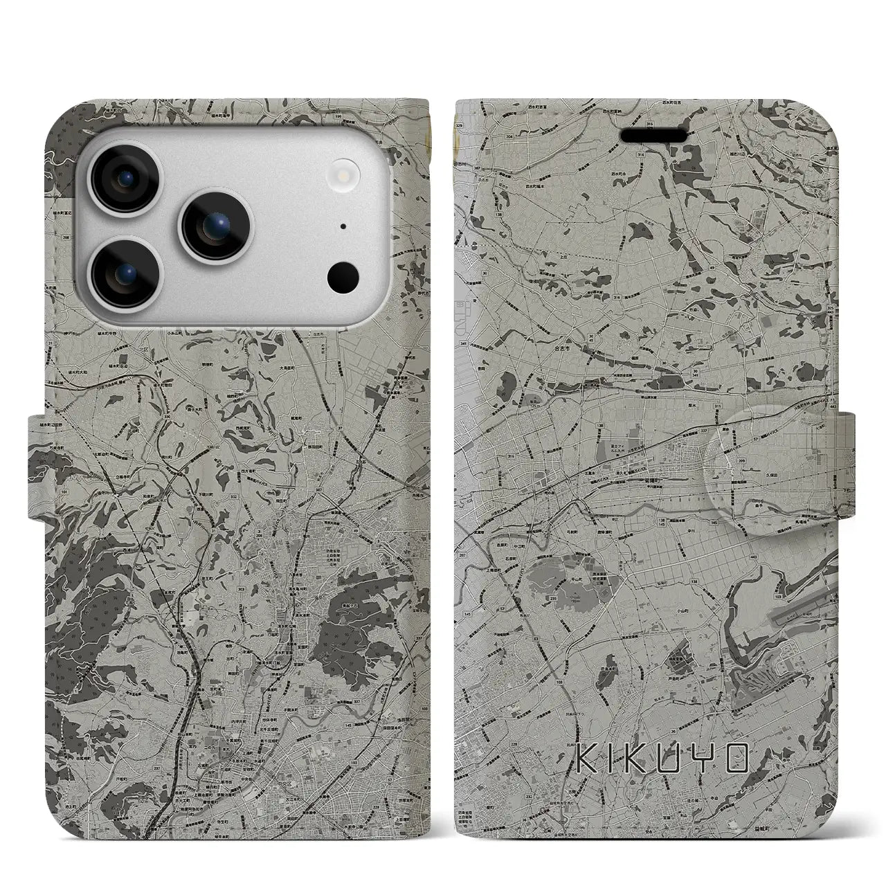 【菊陽（熊本県）】地図柄iPhoneケース（手帳タイプ）