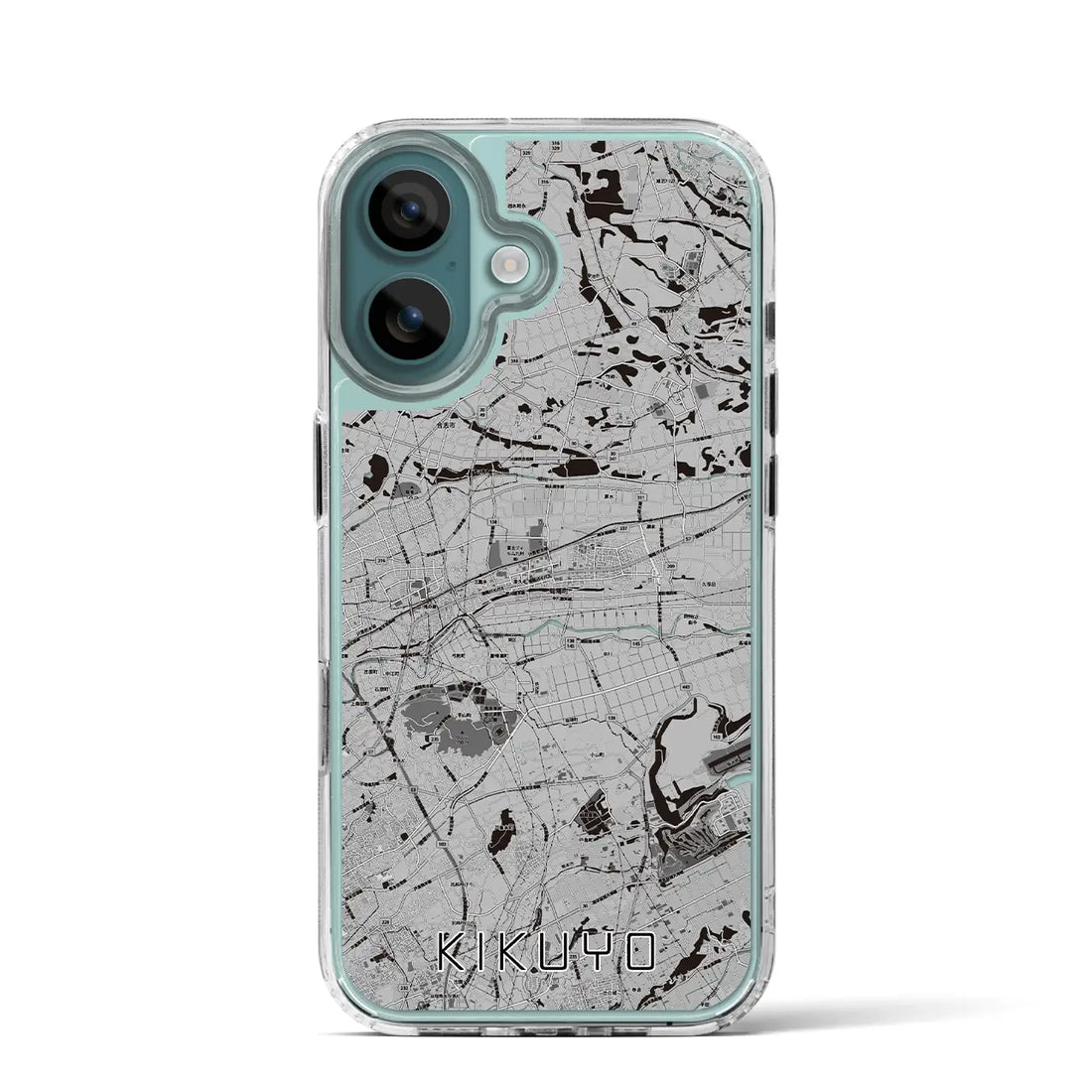 【菊陽（熊本県）】地図柄iPhoneケース（MagSafeタイプ）モノトーン・iPhone 16 Pro 用