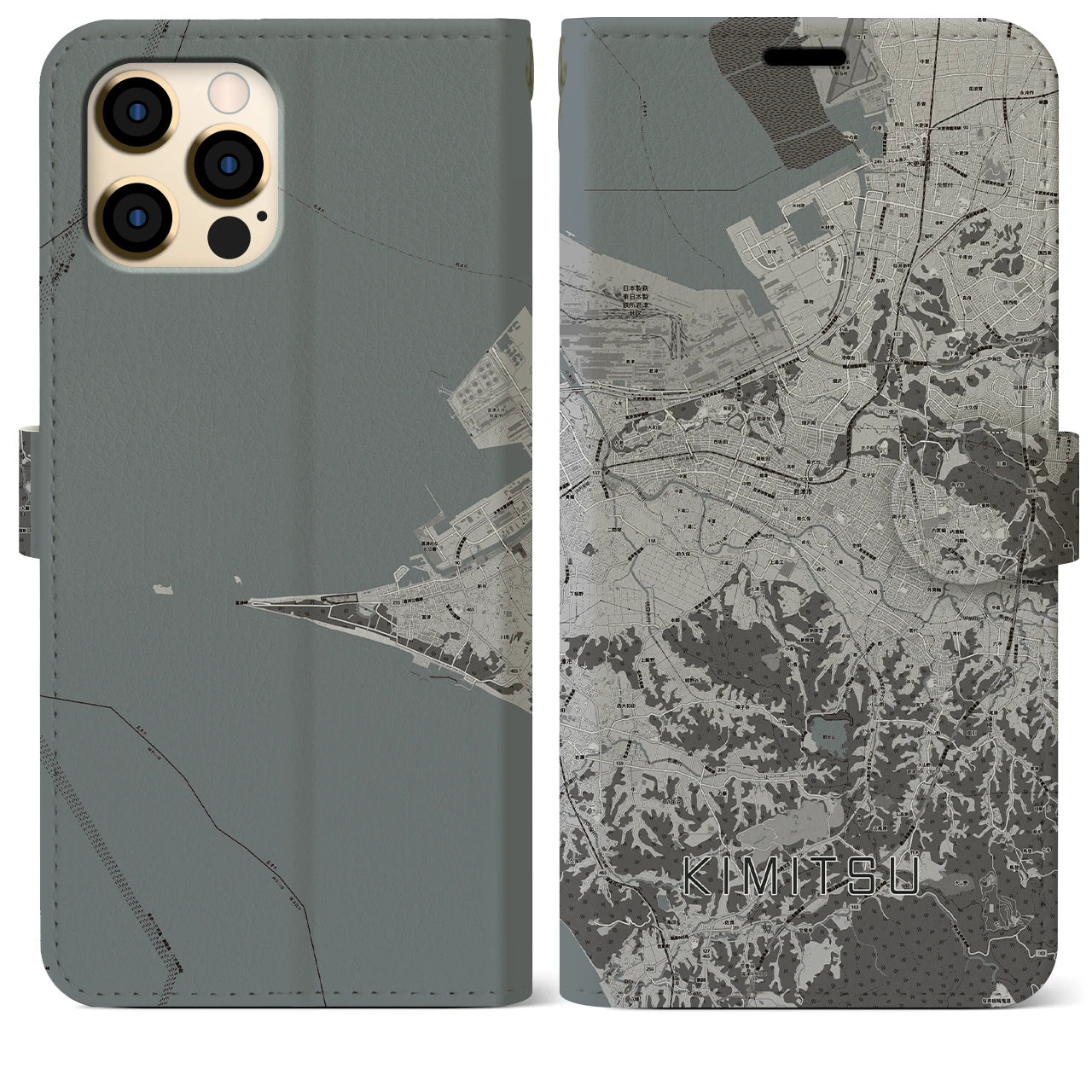 【君津（千葉県）】地図柄iPhoneケース（手帳タイプ）