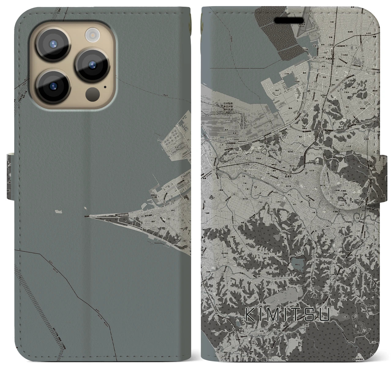 【君津（千葉県）】地図柄iPhoneケース（手帳タイプ）