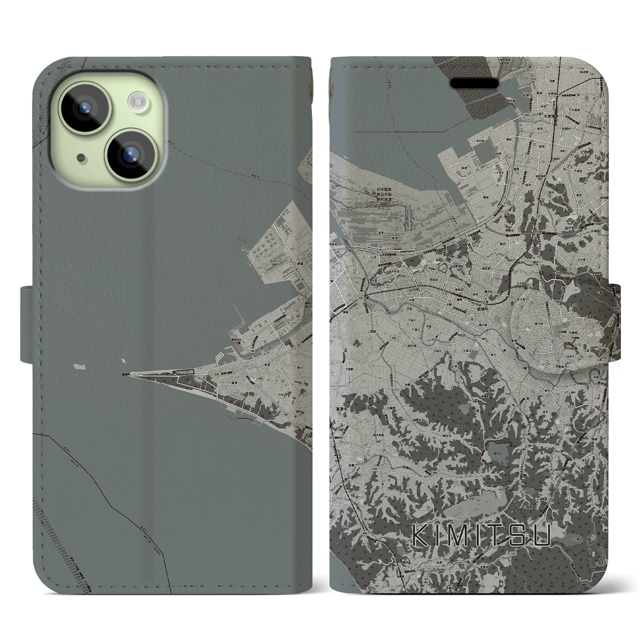 【君津（千葉県）】地図柄iPhoneケース（手帳タイプ）