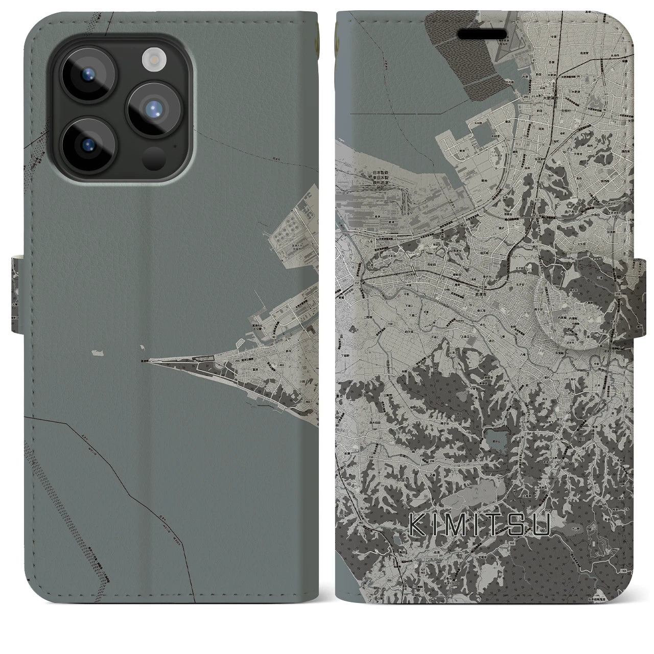 【君津（千葉県）】地図柄iPhoneケース（手帳タイプ）