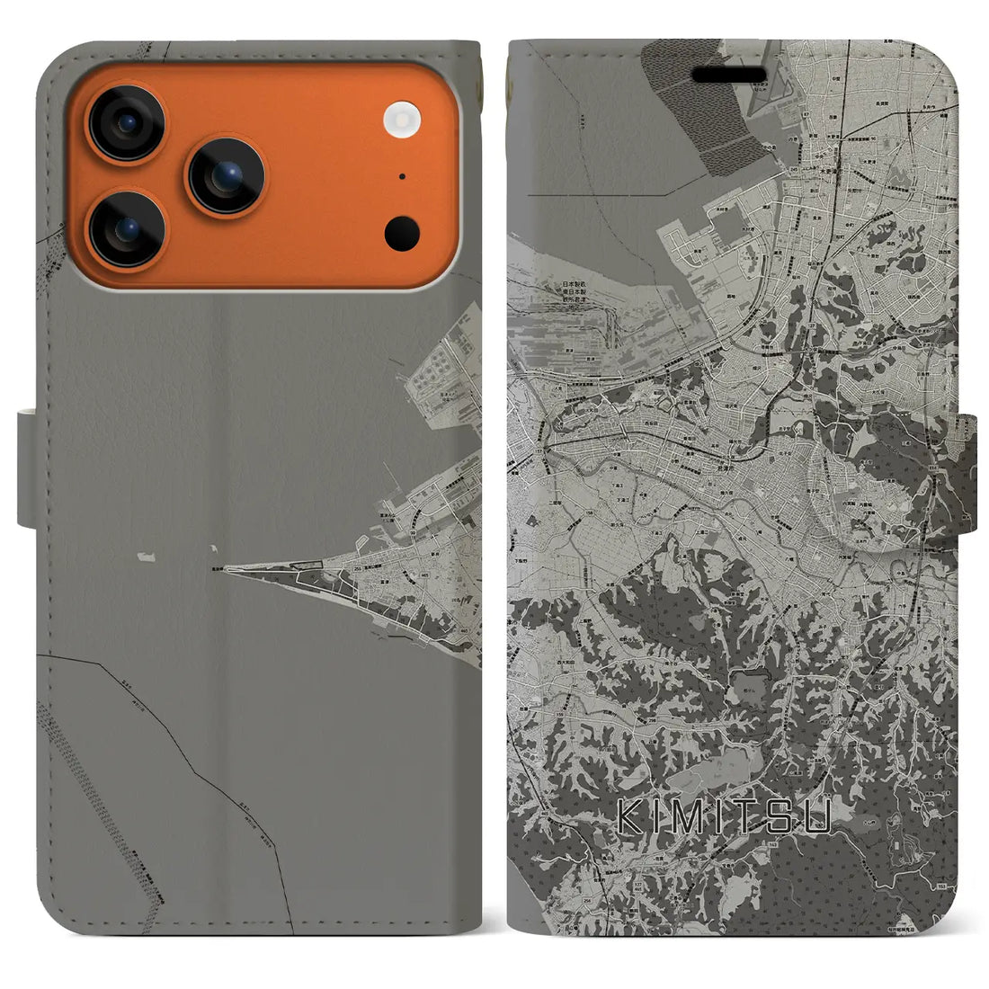 【君津（千葉県）】地図柄iPhoneケース（手帳タイプ）