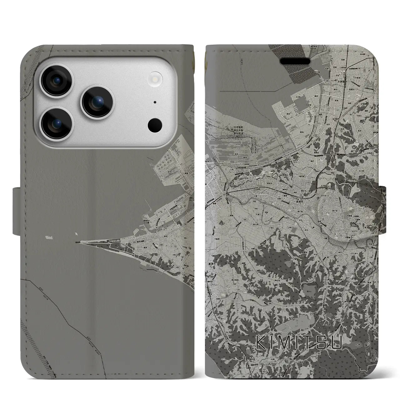 【君津（千葉県）】地図柄iPhoneケース（手帳タイプ）