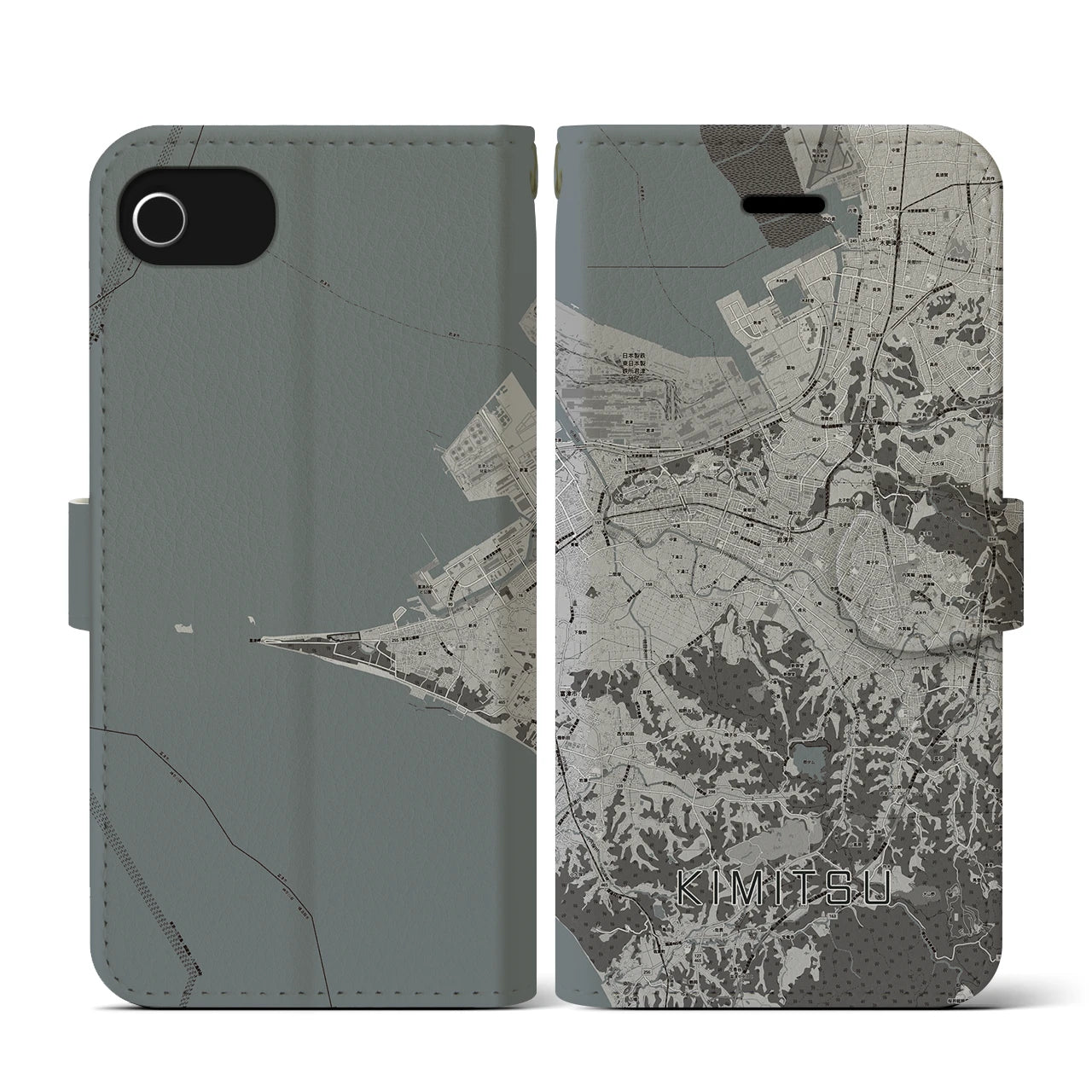 【君津（千葉県）】地図柄iPhoneケース（手帳タイプ）