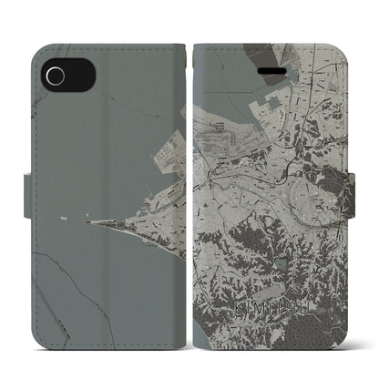 【君津（千葉県）】地図柄iPhoneケース（手帳タイプ）モノトーン・iPhone SE（第3 / 第2世代） / 8 / 7 / 6s / 6 用