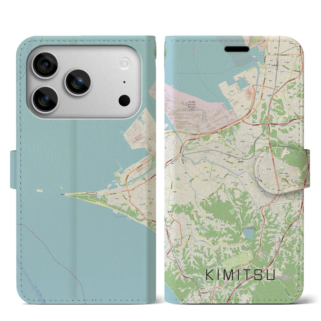 【君津（千葉県）】地図柄iPhoneケース（手帳タイプ）ナチュラル・iPhone 17 Pro Max 用