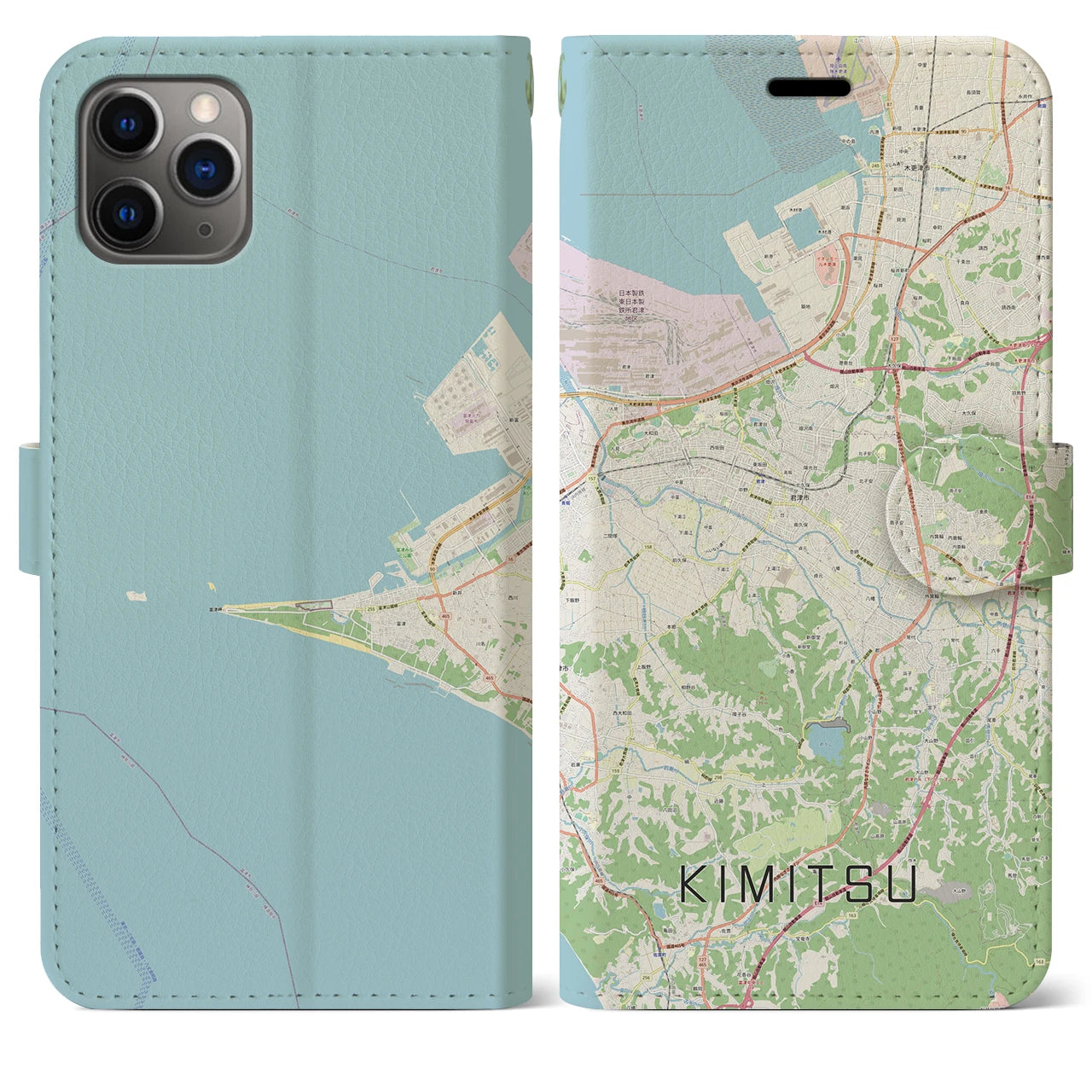 【君津（千葉県）】地図柄iPhoneケース（手帳タイプ）