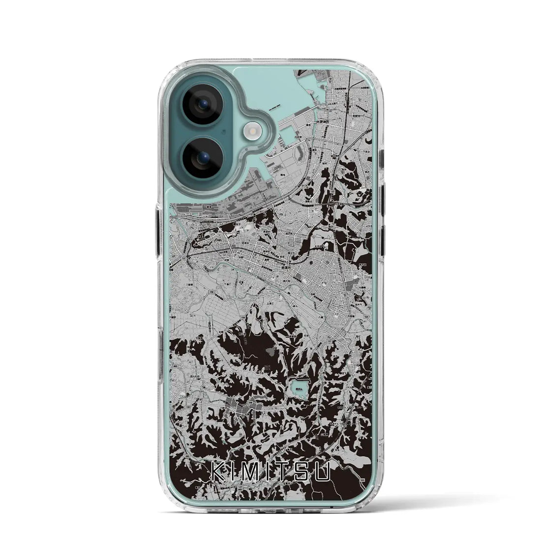 【君津（千葉県）】地図柄iPhoneケース（MagSafeタイプ）モノトーン・iPhone 16 Pro 用