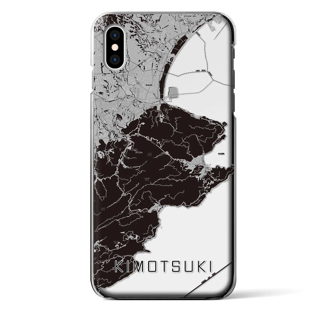 【肝付（鹿児島県）】地図柄iPhoneケース（クリアタイプ）モノトーン・iPhone XS Max 用