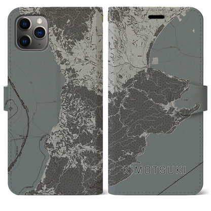 【肝付（鹿児島県）】地図柄iPhoneケース（手帳タイプ）モノトーン・iPhone 11 Pro Max 用