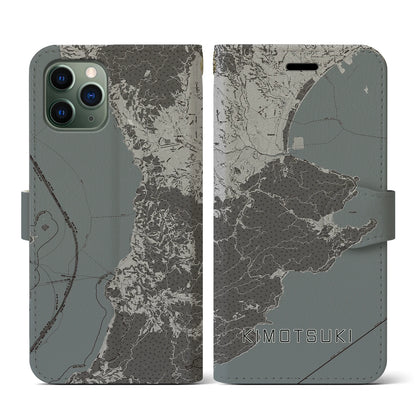 【肝付（鹿児島県）】地図柄iPhoneケース（手帳タイプ）モノトーン・iPhone 11 Pro 用