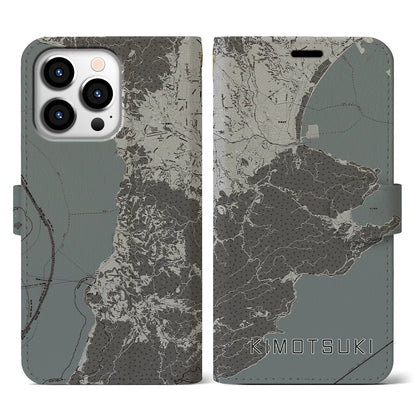 【肝付（鹿児島県）】地図柄iPhoneケース（手帳タイプ）モノトーン・iPhone 13 Pro 用