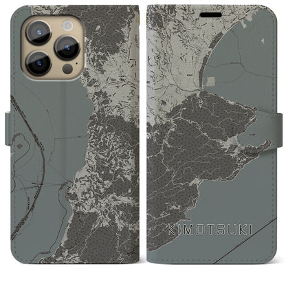 【肝付（鹿児島県）】地図柄iPhoneケース（手帳タイプ）モノトーン・iPhone 14 Pro Max 用