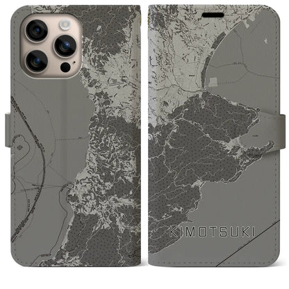 【肝付（鹿児島県）】地図柄iPhoneケース（手帳タイプ）モノトーン・iPhone 16 Plus 用