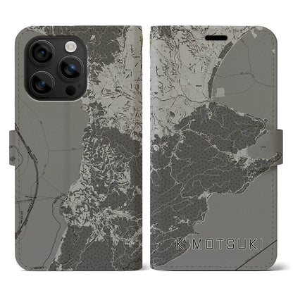 【肝付（鹿児島県）】地図柄iPhoneケース（手帳タイプ）モノトーン・iPhone 16 用