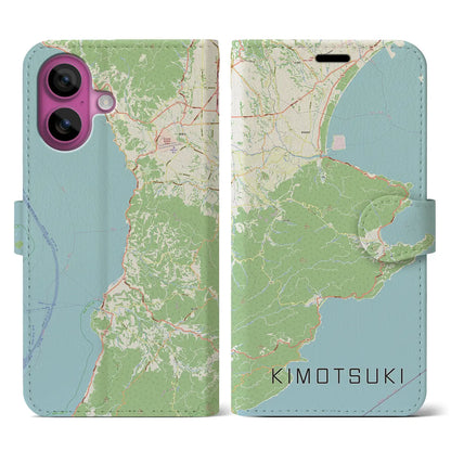 【肝付（鹿児島県）】地図柄iPhoneケース（手帳タイプ）ナチュラル・iPhone 16 Pro 用