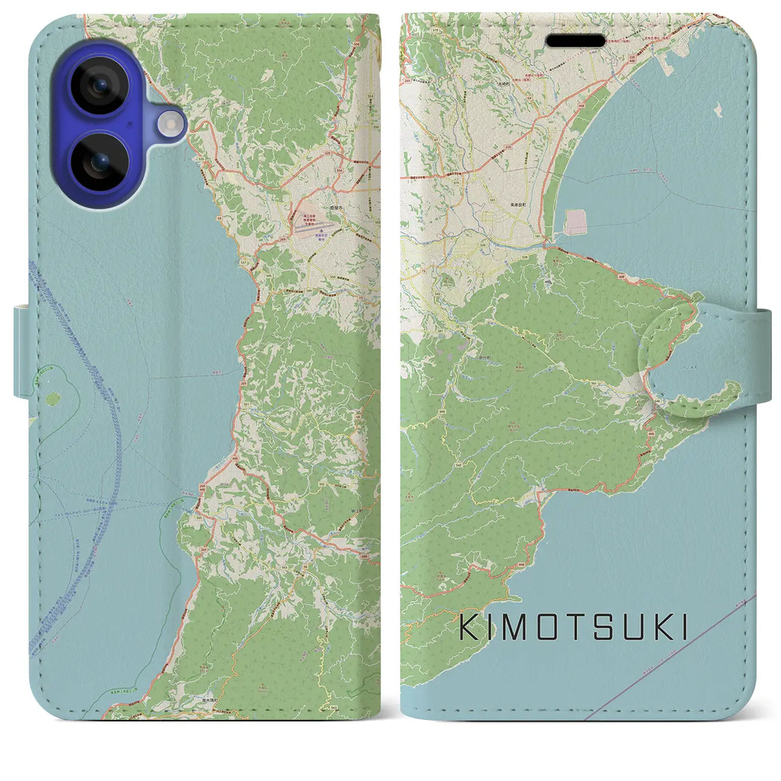 【肝付（鹿児島県）】地図柄iPhoneケース（手帳タイプ）ナチュラル・iPhone 16 Pro Max 用