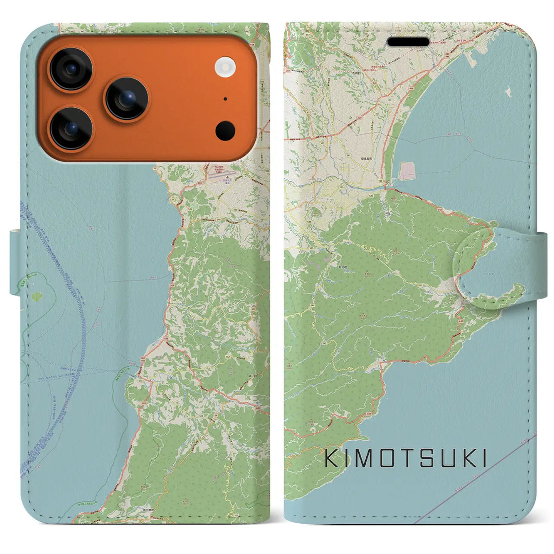【肝付(鹿児島県)】地図柄iPhoneケース(手帳タイプ)モノトーン・iPhone 17 Pro Max 用