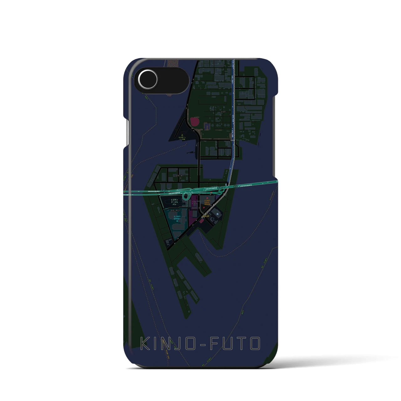 【金城ふ頭（愛知県）】地図柄iPhoneケース（バックカバータイプ）