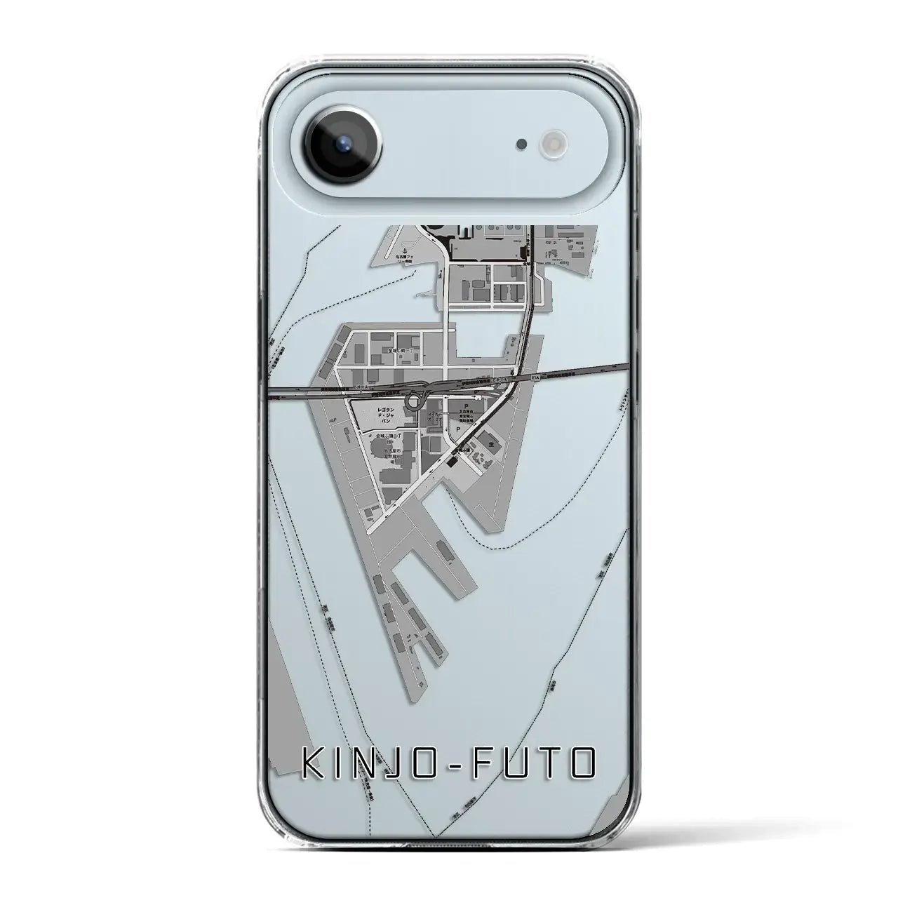 【金城ふ頭（愛知県）】地図柄iPhoneケース（クリアタイプ）モノトーン・iPhone 17 Pro Max 用